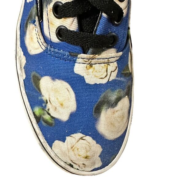 Vans ~ Blue Canvas Floral Print lace up Sneakers ~ size 10 - Picture 3 of 13